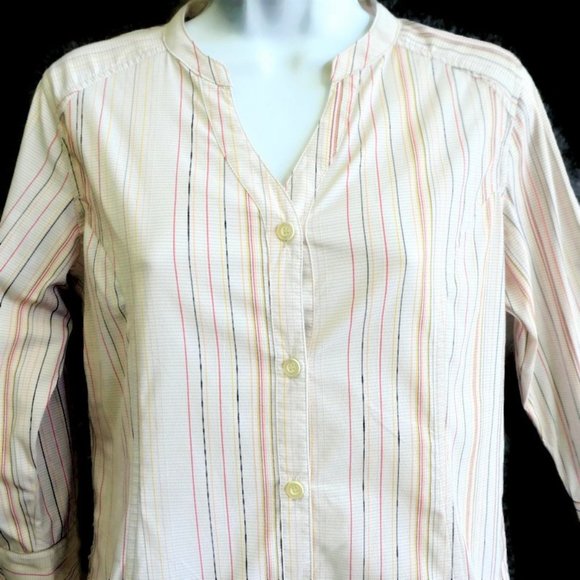 Royal Robins Shirt Princess Stripes Stretch Hiking Half Sleeves Roll Tabs Zip S - Picture 1 of 8